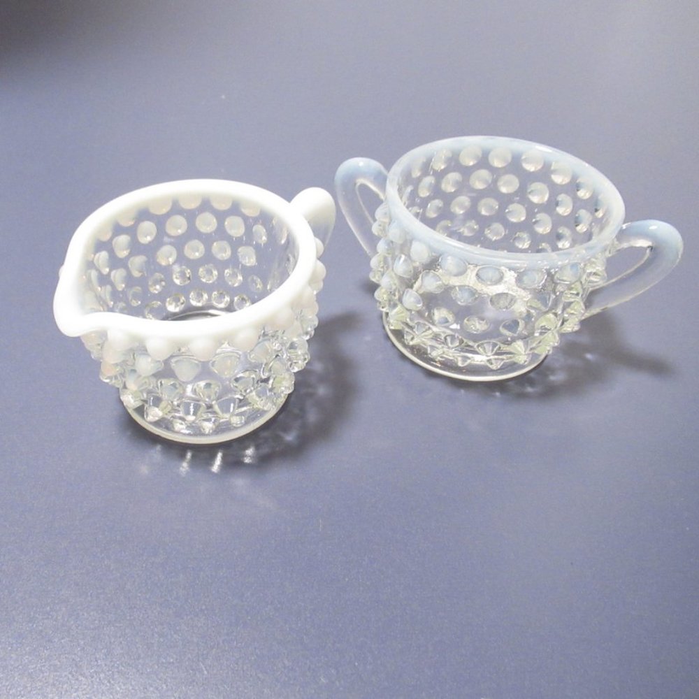 Vintage Hobnail Creamer and Sugar set